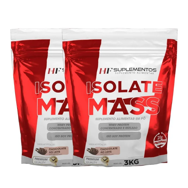 2x Hipercalorico Isolate Mass 3kg Chocolate Hf Suplementos