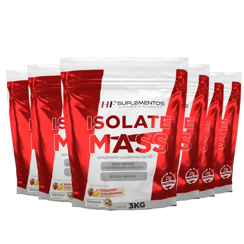 6x Hipercalorico Isolate Mass 3kg Morango Banana Hf Suple