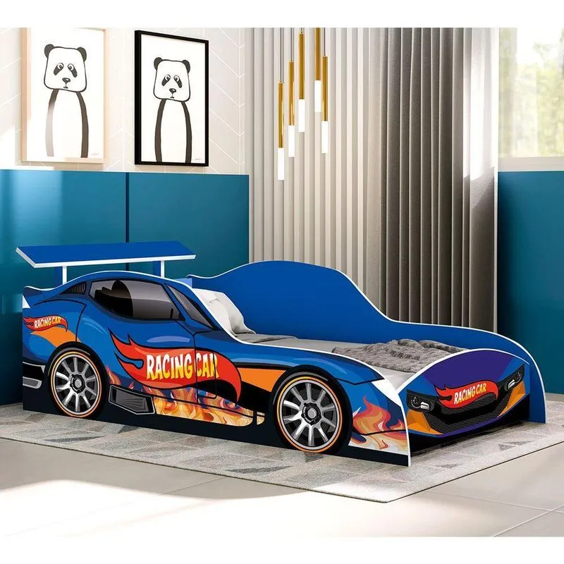 Cama De Solteiro Racing Car Azul Para Meninos Azul Racing Car Azul