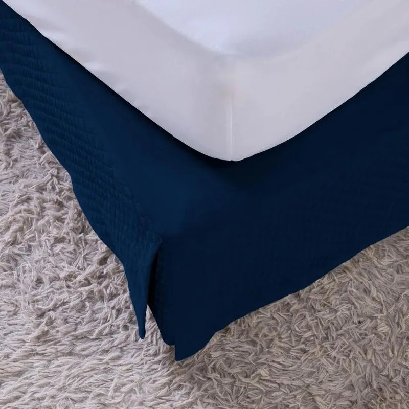 Saia Box Matelasse Ultrassonico Casal Padrão V Azul-marinho