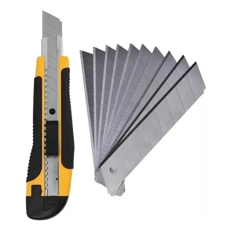 3x Estilete Profissional Emborrachado C/trava 18mm + 10 Lami