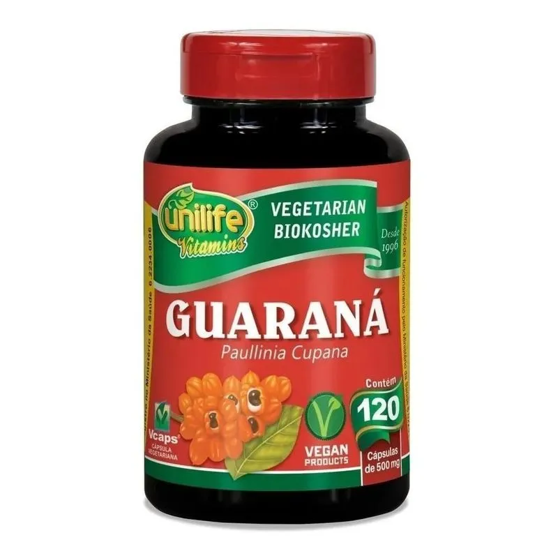 5x Guaraná Em Cápsulas Paullinia Cupana Unilife 120 Caps Veg