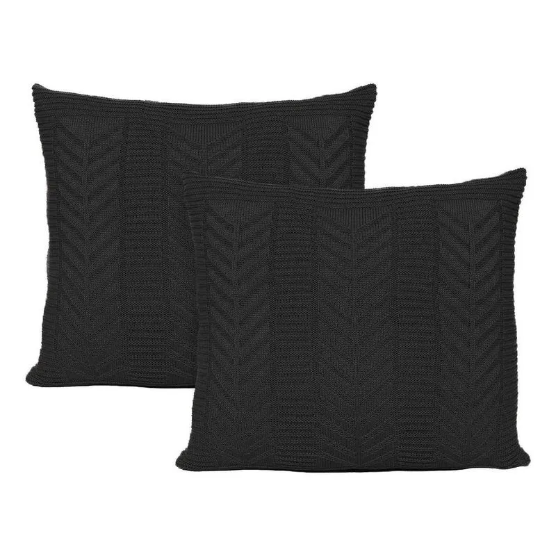 Kit 2 Capas De Almofada Decorativa Tricô 45x45 Sofá Black