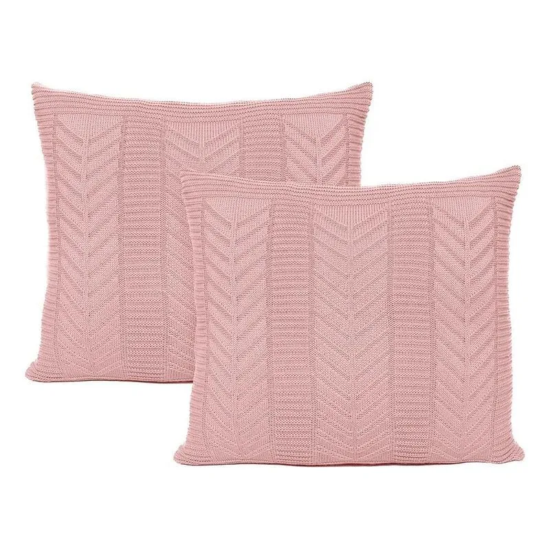 Kit 2 Capas De Almofada Decorativa Tricô 45x45 Sofá C Rose