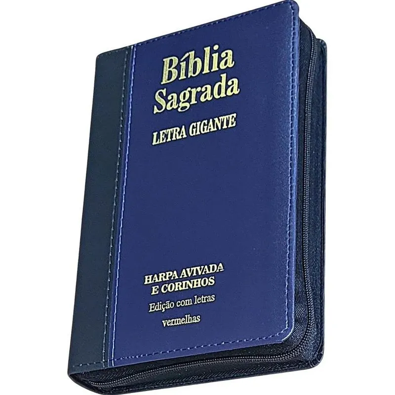 5x Bíblia Sagrada Letra Gigante Zíper Preta Com Harpa Índice