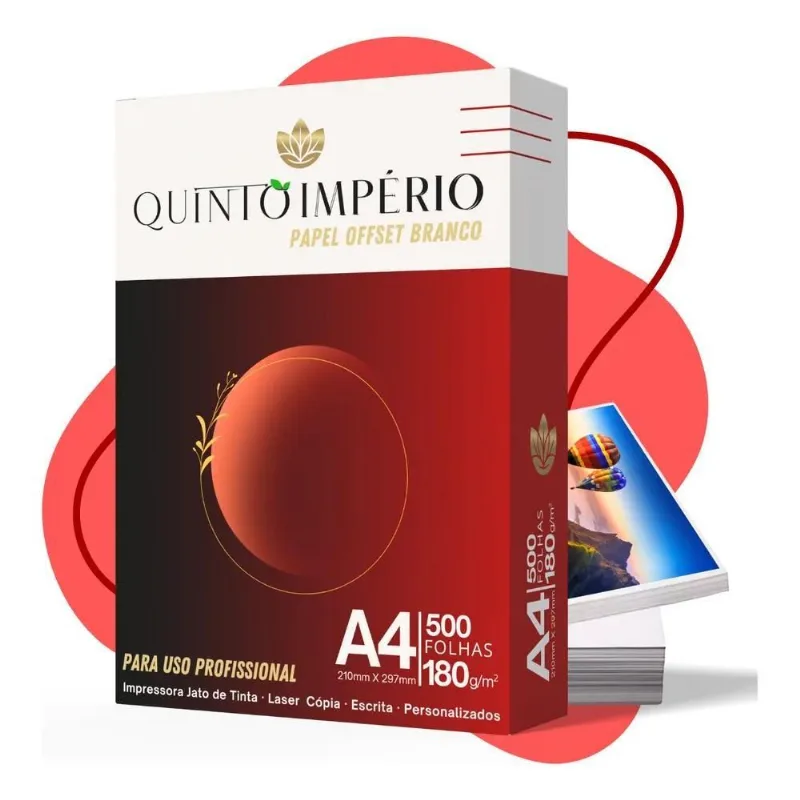 Papel Offset 180g Cartão Com 250 Folhas A4 Branco Premium