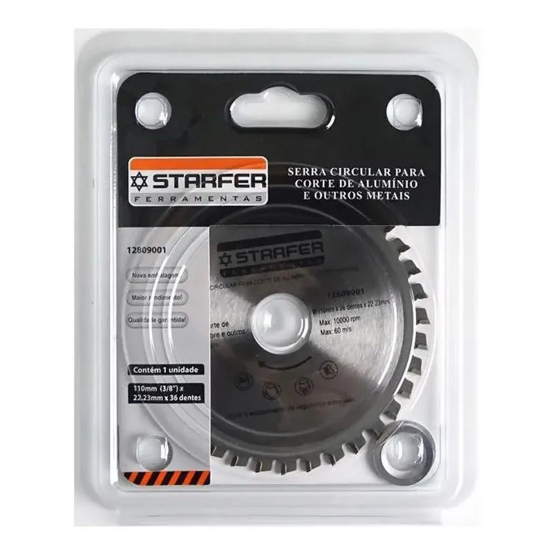 Serra Circular Videa Corte Alumínio 110mmx36 Dentes Starfer
