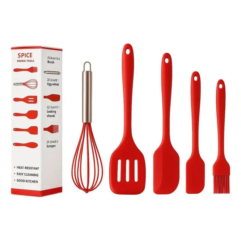 3x Kit Conjunto Utensílios Cozinha Confeitaria Silicone 5pcs