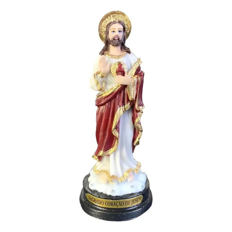 2x Imagem Sagrado Coração De Jesus 11x4,5cm- Resina
