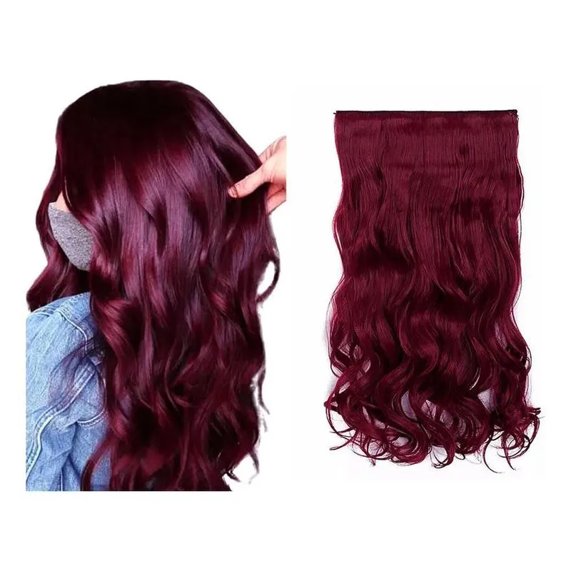 5x Aplique Tictac Cabelo Marsala Vinho Vermelho Bio Orgânico