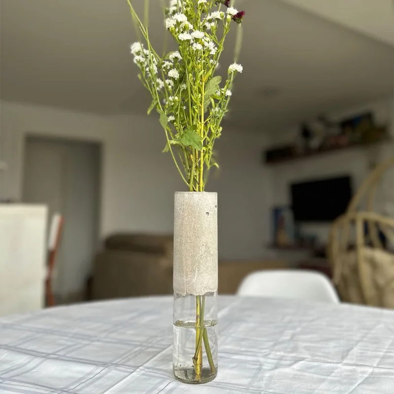 Vaso luxo para plantas e flores jardim casa vidro e cimento
