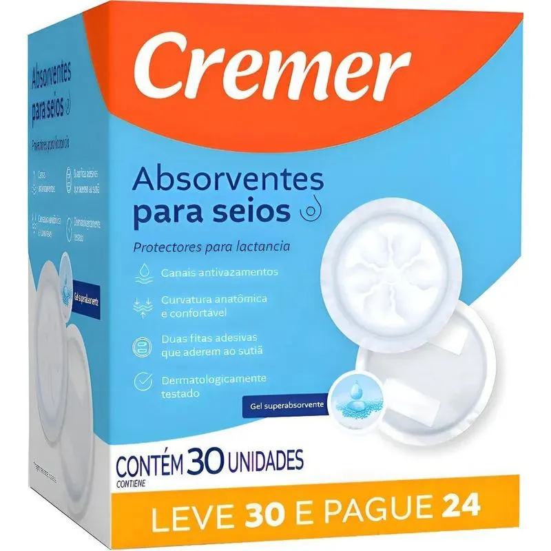 Absorvente Para Seios Cremer Toque Suave Leve 30 Pague 24 Un