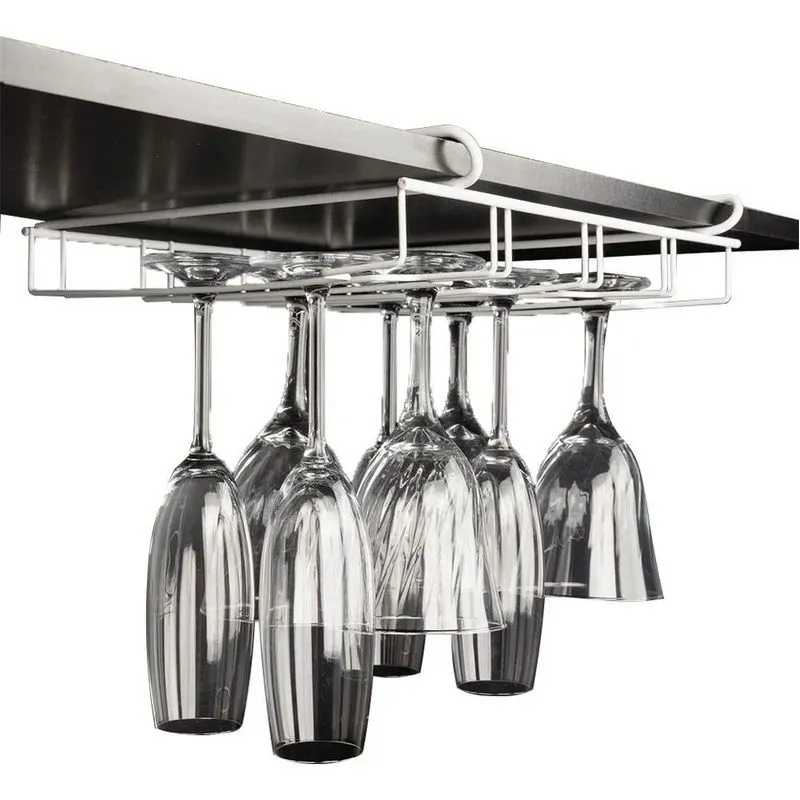 3x Suporte Porta Taça Duplo De Vinho Suspenso Armário Aço