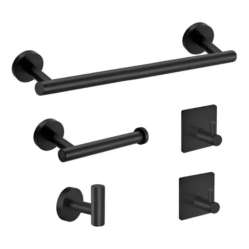 Kit Acessórios Banheiro Preto Toalheiros 5 Peças Yesop