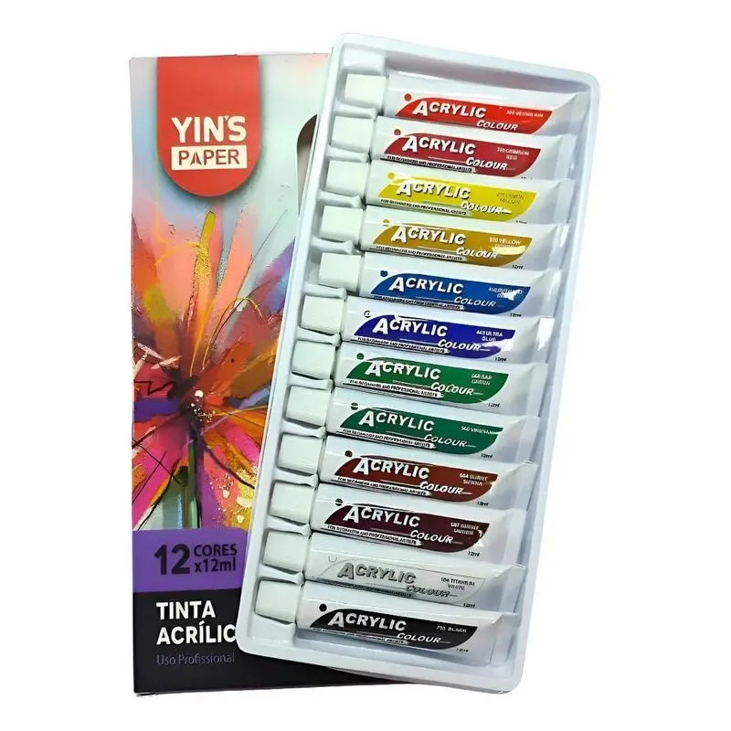 Tinta Acrilica 12 Cores Bisnaga De 12ml