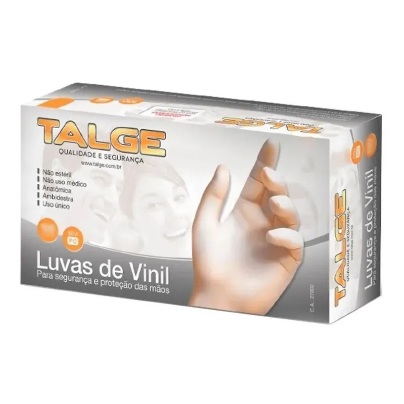 Luvas Descartáveis Talge Luva De Vinil Cor Transparente Tama