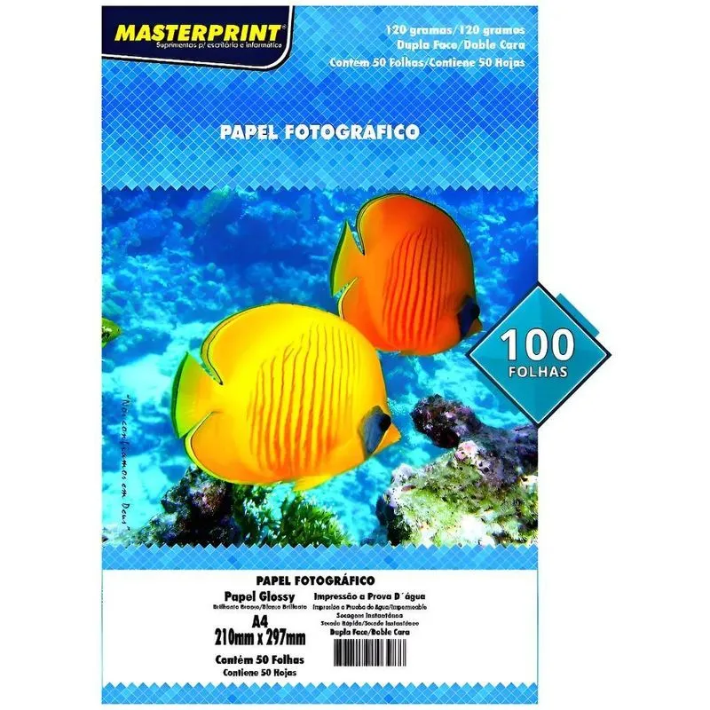Papel Fotográfico Dupla Face 120g A4 Glossy Masterprint 100f