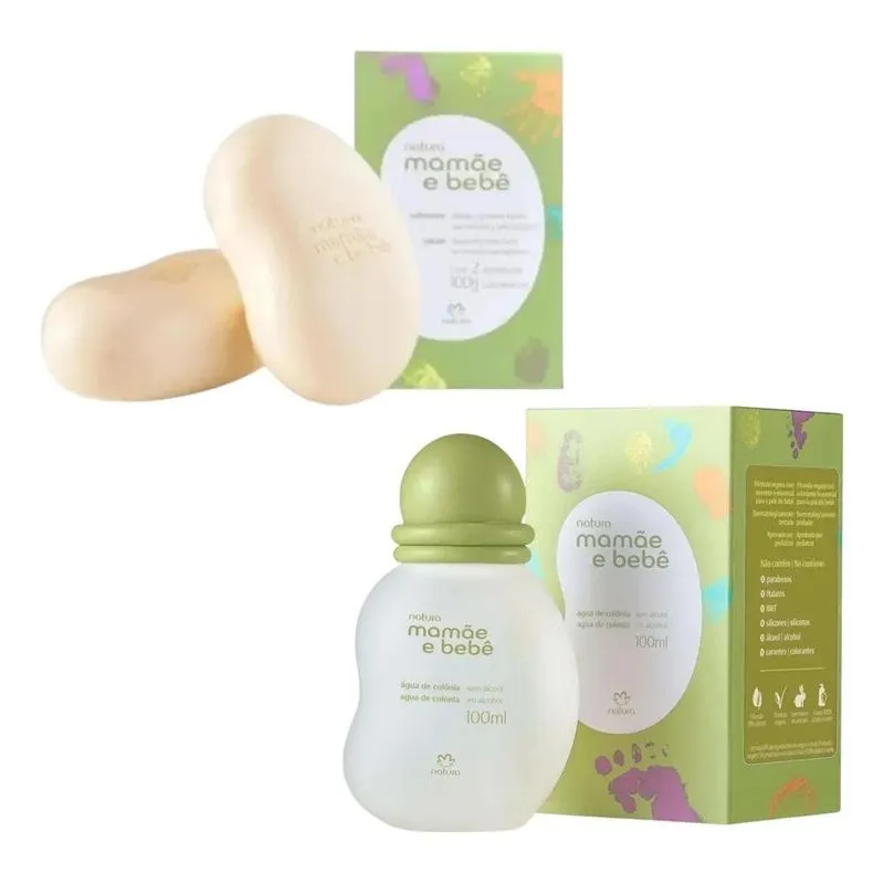 10x Natura Mamãe E Bebê Tradicional Colônia 100ml + Sabonet