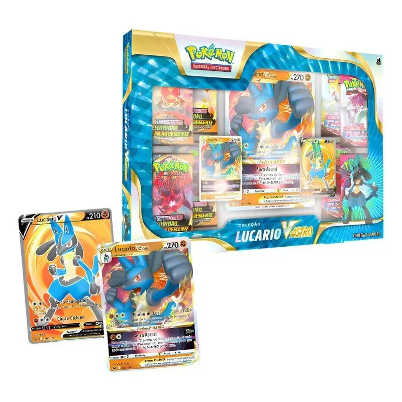 Box Pokémon Escarlate E Violeta Lucario V-Astro Cards Cartas