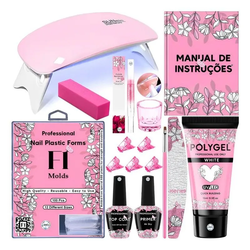 Kit Unhas Polygel Cabine Sun Mini Caneta Óleo Presilha Lixa
