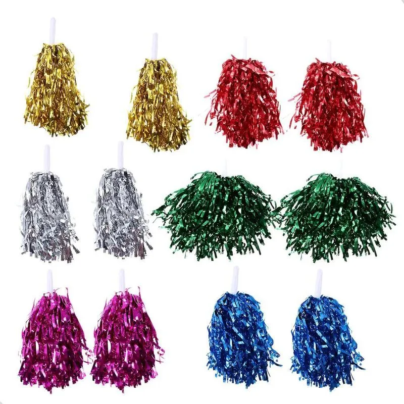 Kit 20 Pompons Metalizado Lider De Torcida Carnaval Fé Prata