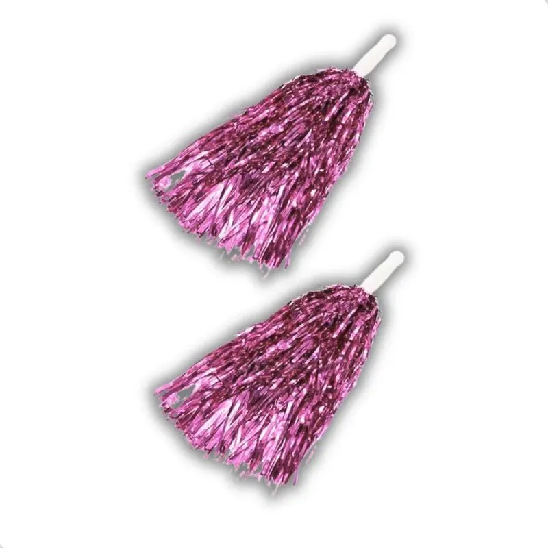 Kit 20 Pompons Metalizado Lider De Torcida Carnaval Fes Rosa