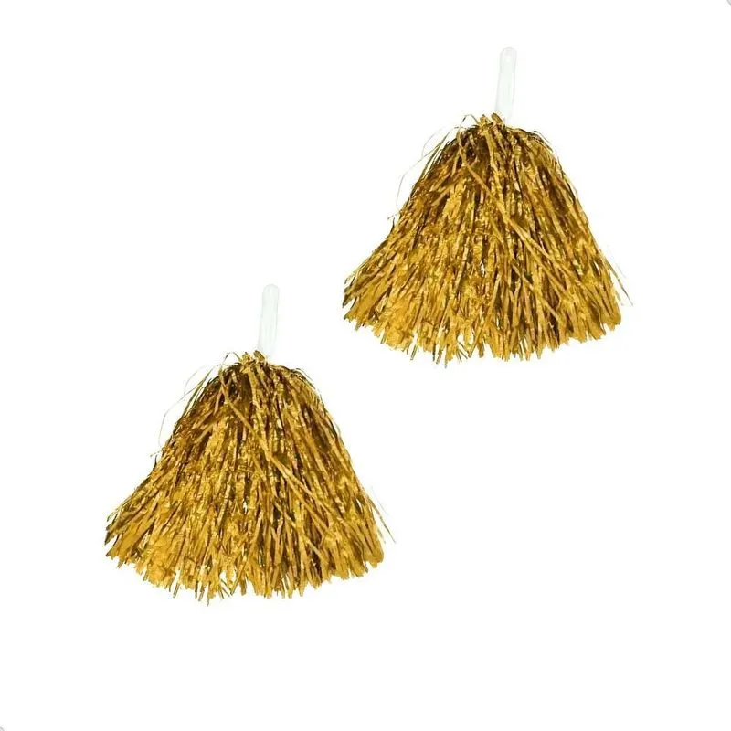 Kit 20 Pom Pom Metalizado Festas Lider De Torcida Co Dourado