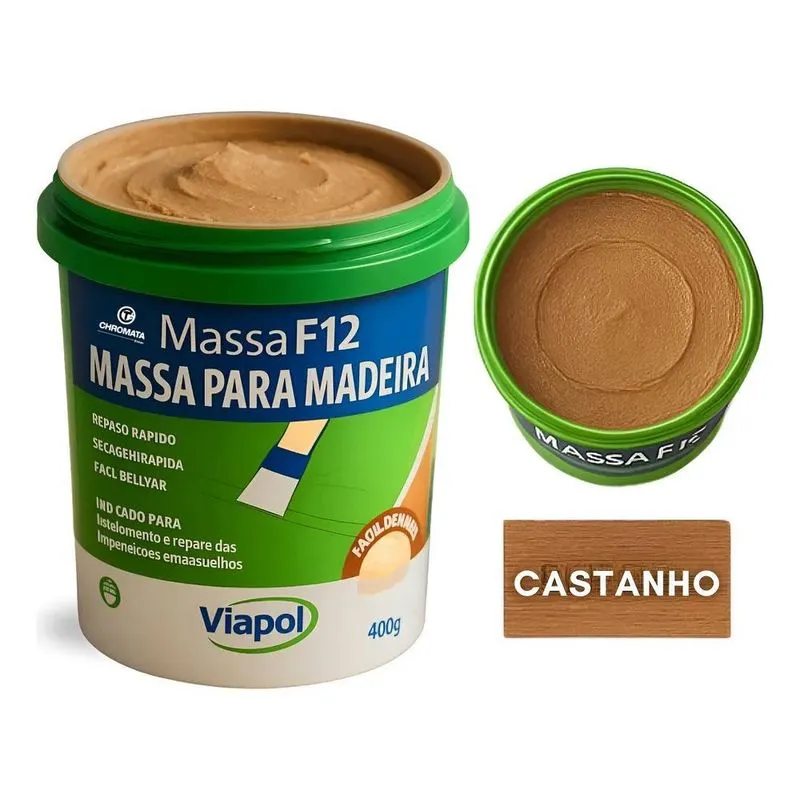 Massa F12 De Calafetar E Correção Madeira Viapol 400g Castan