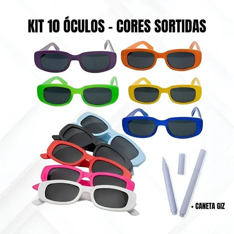 Kit 10 Óculos Festa Retro Casamento Evento Balada Des Colori