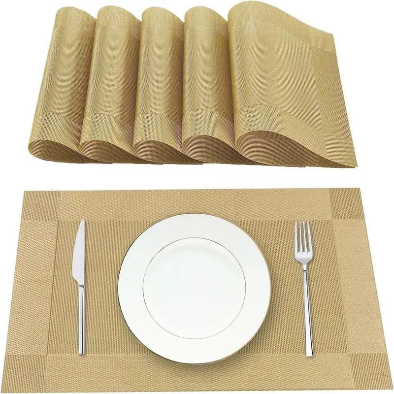 Jogo Americano Kit 6 Peças Mesa Jantar Sala Restaura Ouro