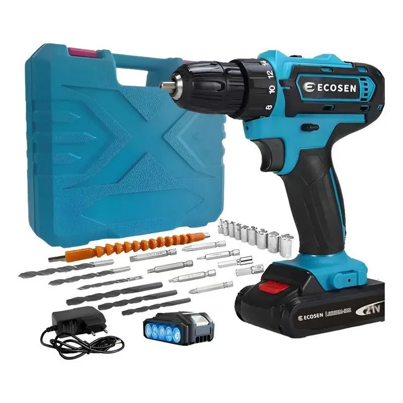 Parafusadeira Furadeira Sem Fio Bateria Azul-preto 127/220v