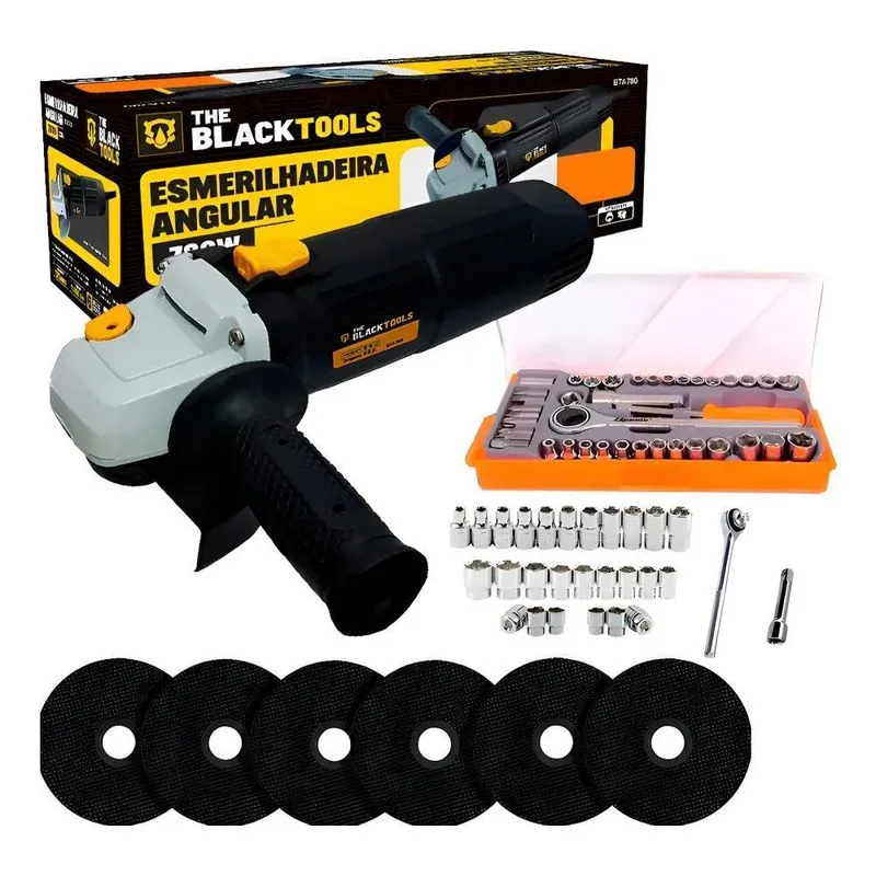 Lixadeira Esmerilhadeira 110v Profi 4.1/2 + 46 Pçs Soquetes