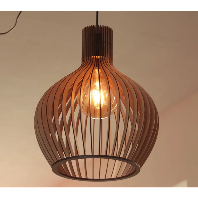 Luminária Teto tipo Pendente em mdf - Completa - Cor: Marrom