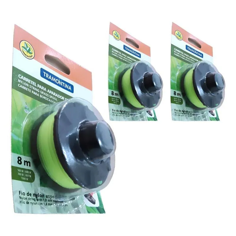 3 Carretel Para Roçadeira 1 Fio De Nylon 1,8mm - Tramontina