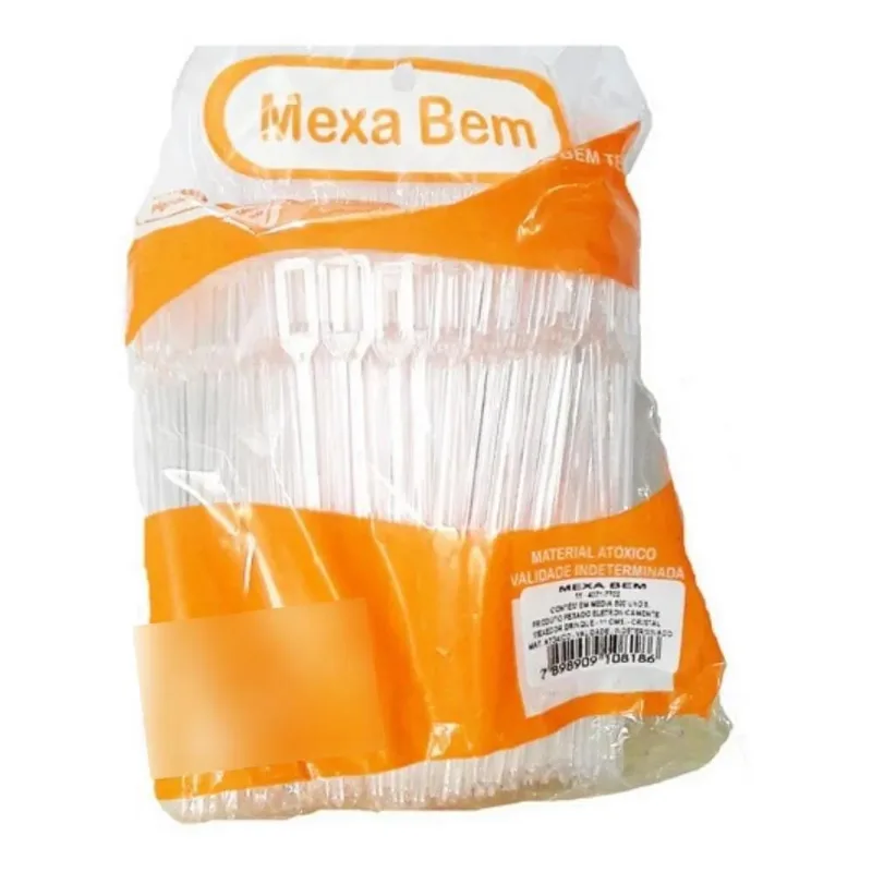 3x Mexedor Para Bebidas Drink Cristal - 500 Unidades - Mexa