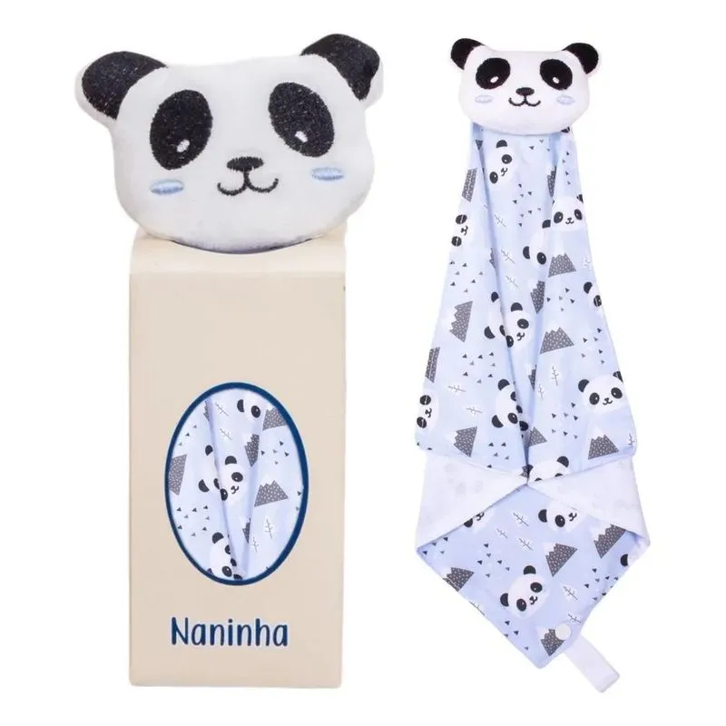 Naninha Para Bebê De Bichinho Pelúcia Prendedor D Panda Azul