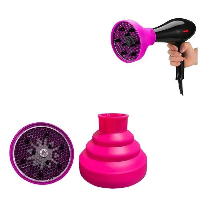 Difusor De Cachos Adaptador Universal Silicone Retrátil Rosa