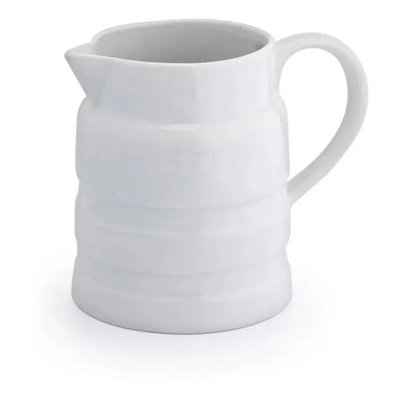 Jarrinha Canelada 300ml Agua Suco Leiteira Porcelana Branca