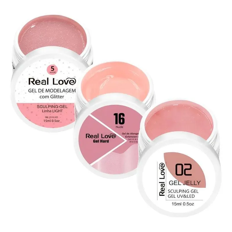 Kit Unha Gel Real Love Autonivelante Light 15gr 3 Unid Kit-7