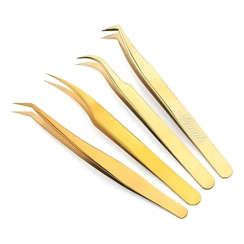 Kit 4 Pinças Multicor Extensão De Cílios Volume Russo E M Go