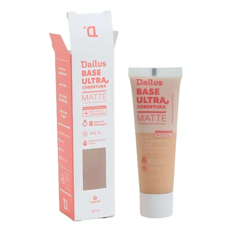 Base Líquida Ultra Cobertura Dailus Ton D.4 Claro Bege Camur