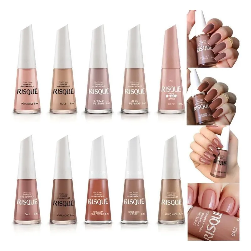 Kit Esmalte Risque Manicure 10 Cores Tons Nude