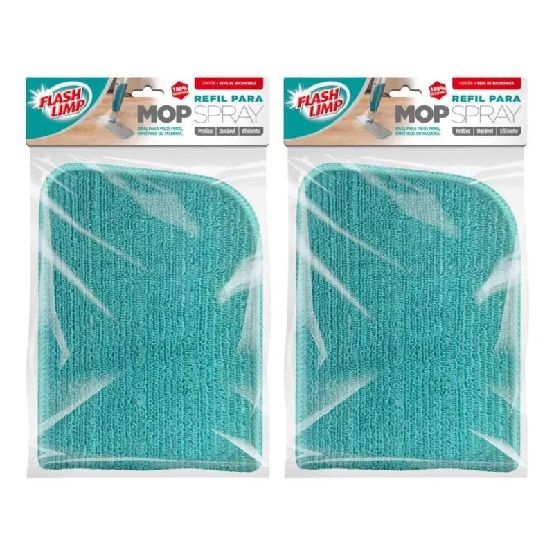 Kit 2 Refil Para Mop Spray E Spray Fit Em Microfibra Flash L