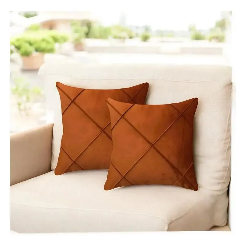 10x Kit 2 Capas Almofada Suede Drapeada Macia 45x45 - Decor