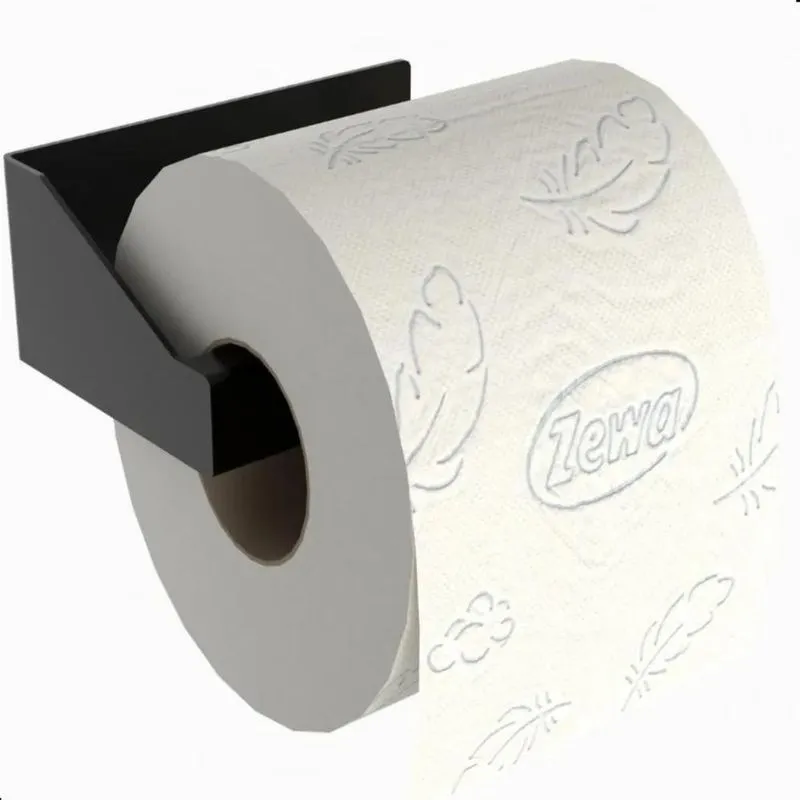 2x Porta Papel Higiênico Adesivo Colar Parede Preto Df