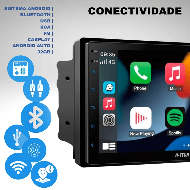 Multimídia Android 13, Tela De Vidro 7" Full Touch, 2/32gb