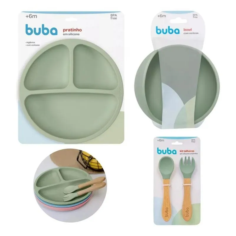 Kit Prato Infantil Ventosa Bowl Colher Silicone Criança Ver