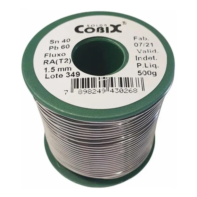 3x Solda Estanho 40x60 1.5mm Carretel 500g Com Fluxo - Cobix
