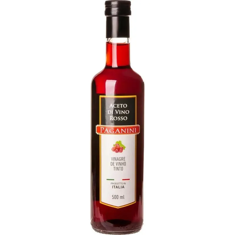 5x Vinagre De Vinho Tinto Paganini Vidro 500ml