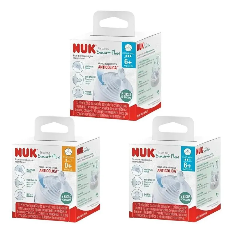 Bico Mamadeira Nuk Essence Smart Flow Com 2 Un Silicone